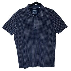 Express Men's Performance Polo Large Stretch Moisture Wicking‎ Shirt Navy Golf L